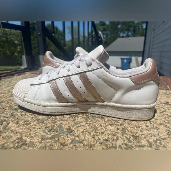 Women’s Rose Gold Adidas Superstar Sneakers - Picture 4 of 10
